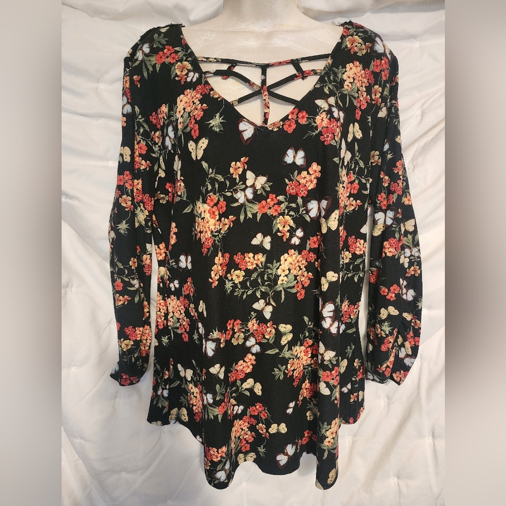 Floral Black Women's Top